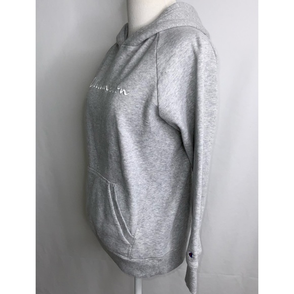 Champion Gray Fleece Hoodie Pink & White Logo XL - Picture 8 of 13